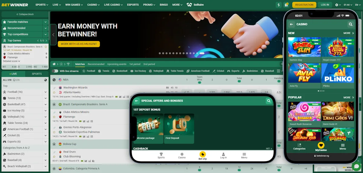 Betwinner Casino Desktop and mobile view Screenshot